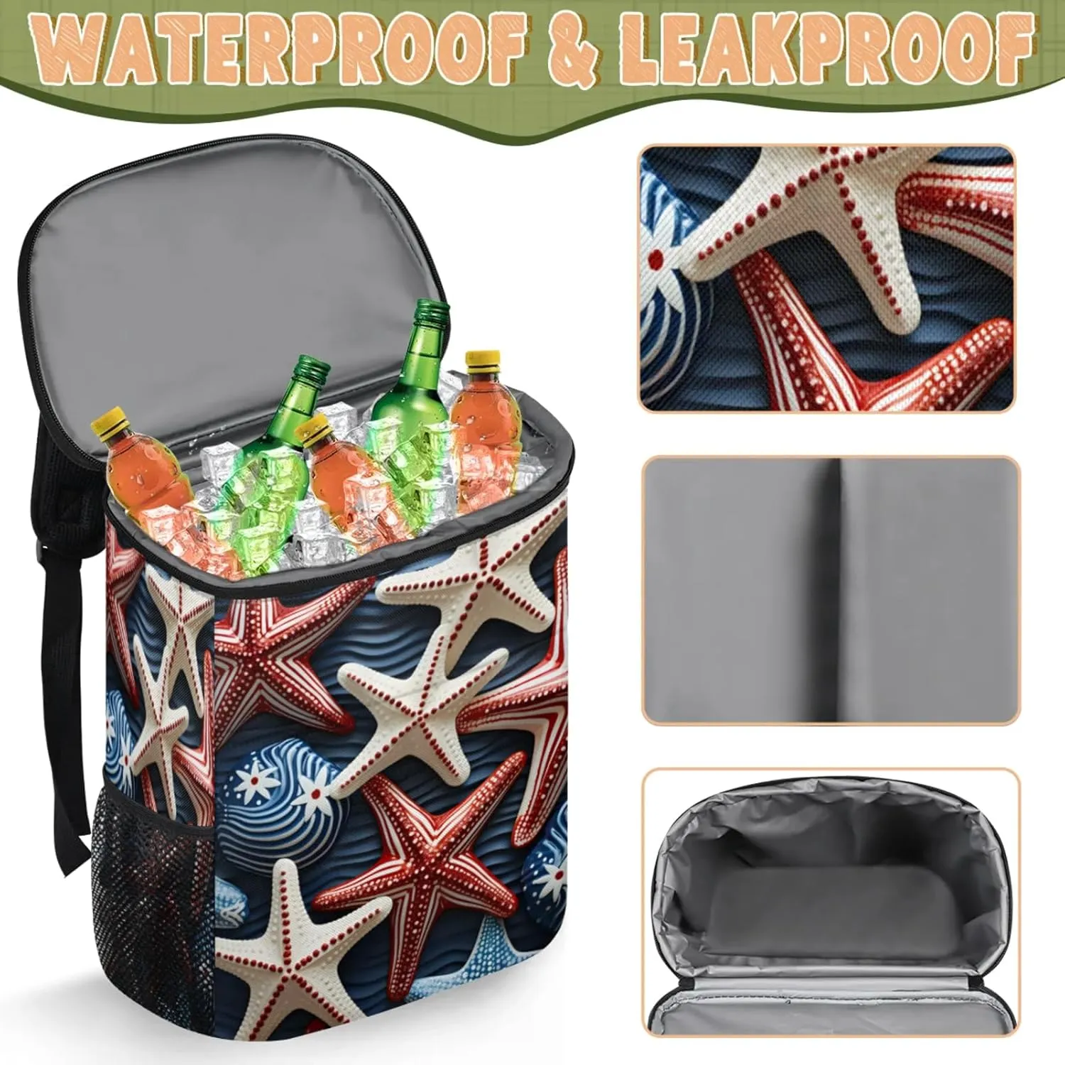 Large Waterproof Insulated Cooler Backpack, Leak Proof Cooler Backpack for Camping, Picnic Travel Outdoor