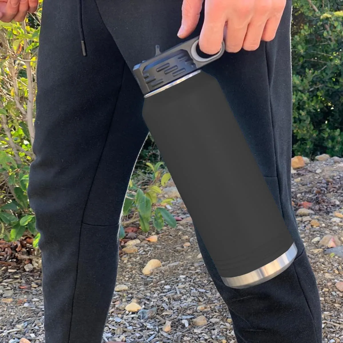 LaserGram Personalized Water Bottle, Grad Cap Class of 2023, 2024, 2025, 2026, 2027, Stainless Steel Double Wall Vacuum Insulated with Flip Top Straw, Custom Engraved Gift (40oz / 1180ml Black)