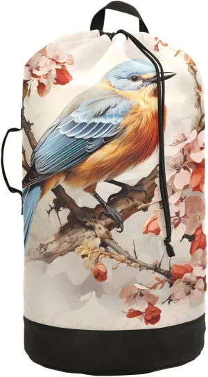 Laundry Bag Backpack Waterproof Beach Bag Clothes Hamper Bag Bird Sparrow 7 Large for Travel Camping Hiking Foldable Lightweight