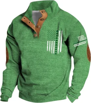 LCMTWX St Patricks Day Shirt for Men Corduroy Shirt Men 2024 Sweatshirt Holiday Sweatshirt Mock Neck Long Sleeve Sweaters