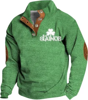 LCMTWX St Patricks Day Shirt for Men Corduroy Shirt Men 2024 Sweatshirt Holiday Sweatshirt Mock Neck Long Sleeve Sweaters