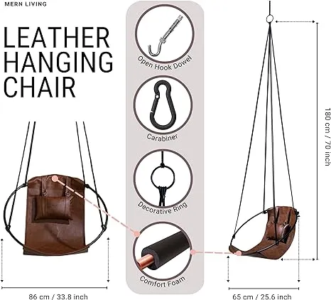 Leather Hanging Chair - Brown