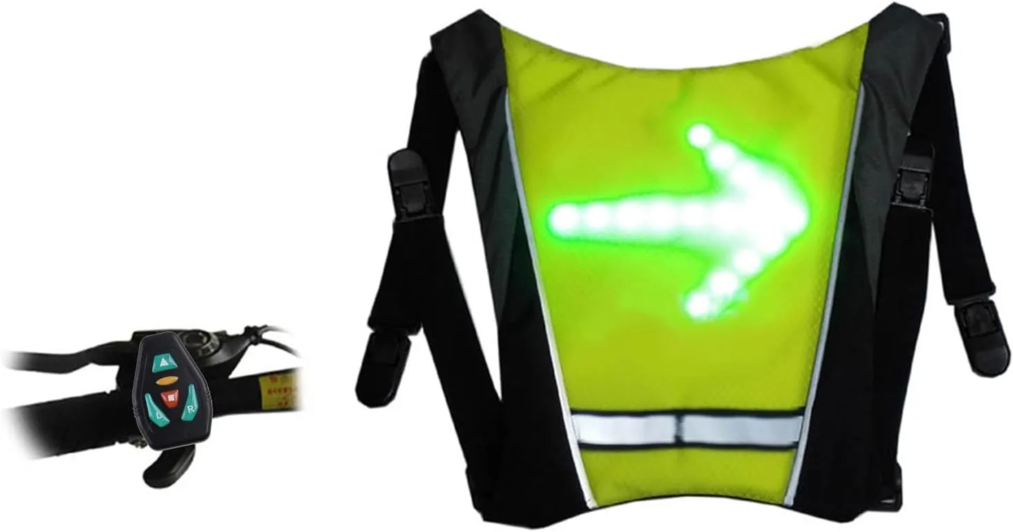 LED Turn Vest Reflective Vest with Direction Remote Control Turning Lights Waterproof USB Rechargeable