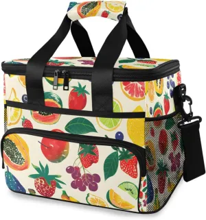 Lemon Orange Fruits Cooler Bag Insulated Cooler Soft Sided Cooler 24 Can Portable Picnic Bag Large Leakproof Lunch Bag Box for Beach Grocery Camping Travel Car Men Women