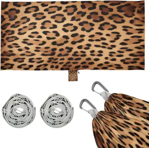 Leopard Print Camping Hammock, 330 lbs with 2 Tree Straps, Carry Bag, Single Portable Hammock for Outdoor/Indoor, Hiking, Beach, Backpacking, Travel