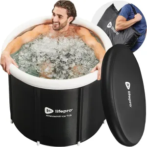 Lifepro Portable Ice Bath Tub with Lid and Storage Bag - Lightweight, Durable Cold Plunge Tub for Home Therapy Sessions -Home & Travel Ice Bath Tub for Adults and Athletes - 14°F - 122°F Temp, Outdoor