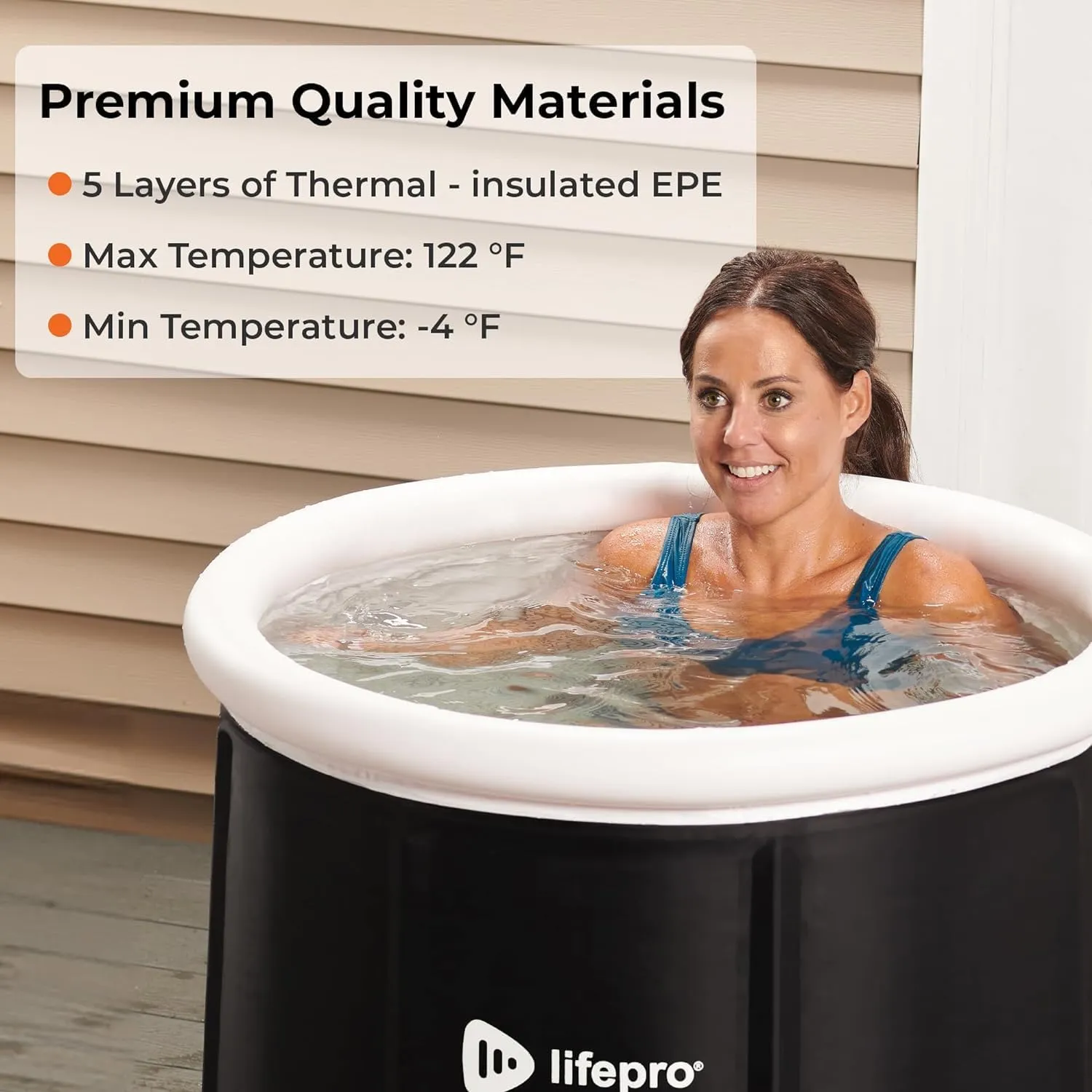 Lifepro Portable Ice Bath Tub with Lid and Storage Bag - Lightweight, Durable Cold Plunge Tub for Home Therapy Sessions -Home & Travel Ice Bath Tub for Adults and Athletes - 14°F - 122°F Temp, Outdoor