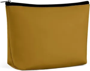 Light Brown Solid Color Cosmetic Bag, Travel Portable Makeup Bag for Purse Pouch Beauty Zipper Organizer Toiletry Bag for Women