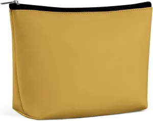 Light Brown Tan Solid Color Cosmetic Bag, Travel Portable Makeup Bag for Purse Pouch Beauty Zipper Organizer Toiletry Bag for Women
