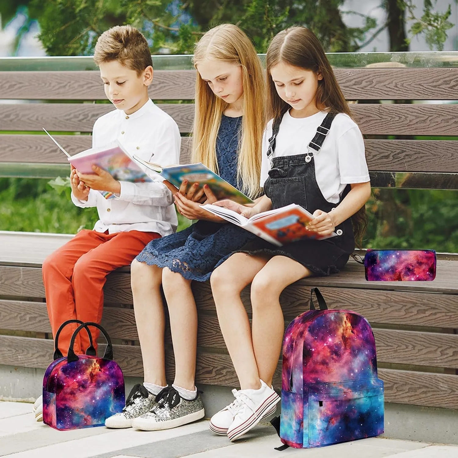 Lightning Printed Backpack Set for Boys Kids, 3Pcs Bookbag with Pencil Case for school, 17 Inch Lightweight Laptop Backpack with Lunch Bag for Mens Teens Office, High School