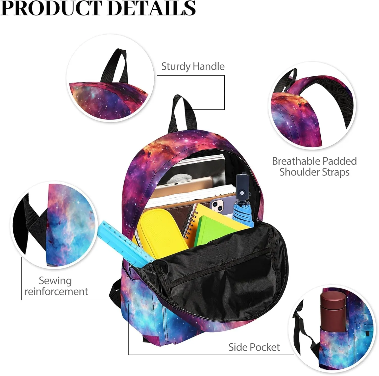 Lightning Printed Backpack Set for Boys Kids, 3Pcs Bookbag with Pencil Case for school, 17 Inch Lightweight Laptop Backpack with Lunch Bag for Mens Teens Office, High School