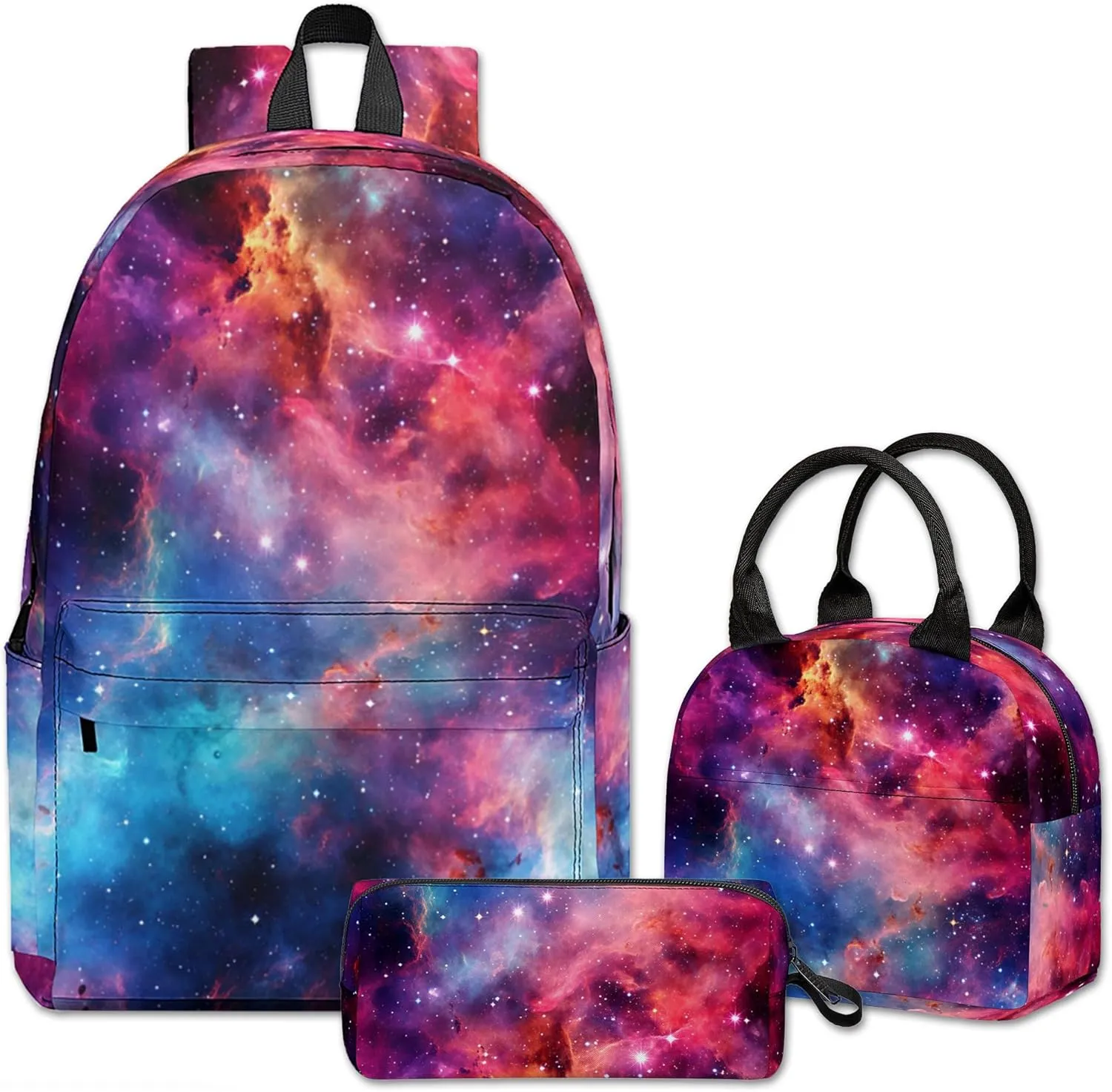 Lightning Printed Backpack Set for Boys Kids, 3Pcs Bookbag with Pencil Case for school, 17 Inch Lightweight Laptop Backpack with Lunch Bag for Mens Teens Office, High School