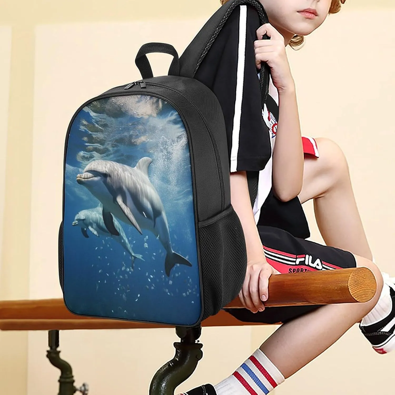Lightweight Backpacks Cute Travel Bag Durable Cute Dolphins Printing Small Travel Backpack For Women & Men