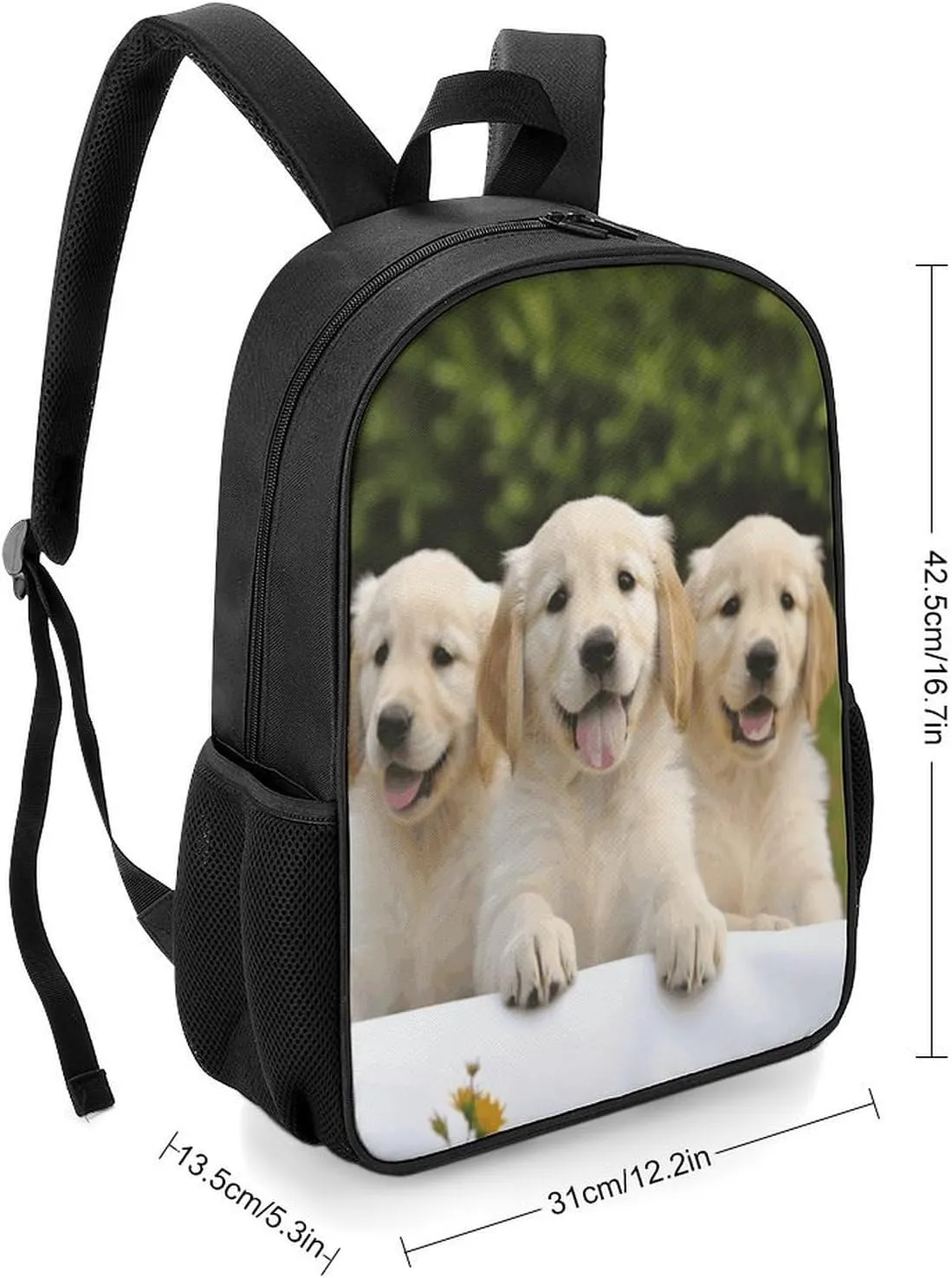Lightweight Backpacks Cute Travel Bag Durable Golden Retriever Puppies Printing Small Travel Backpack For Women & Men