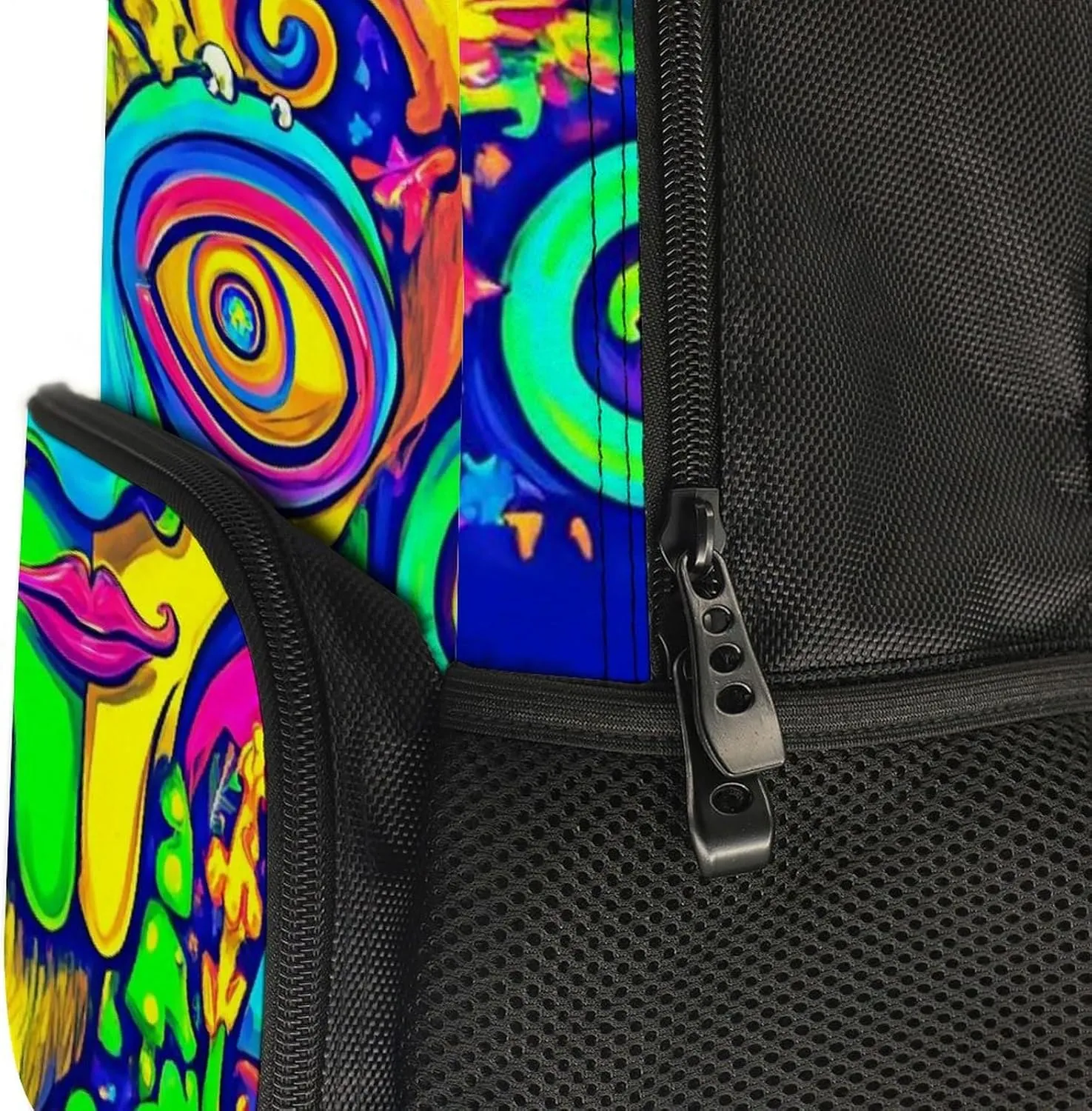 Lightweight Daypack Backpack for Sports Travel Running - Large Capacity Multipurpose Anti-Theft Bookbag, Blue Peace Trippy Eyes Mushrooms Laptop Backpack Daypack
