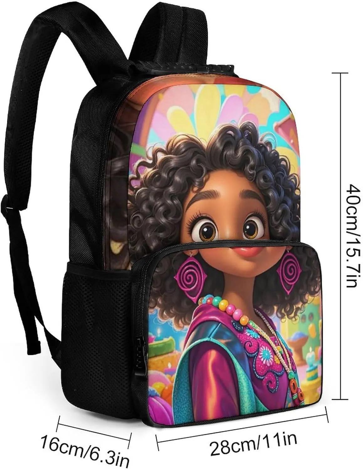 Lightweight Daypack for Camping Business Walking Cycling - Large Capacity Anti-Theft Multipurpose Bookbag, Chic Cartoon Black Woman African American Woman Art Gym Outdoor Hiking Backpack