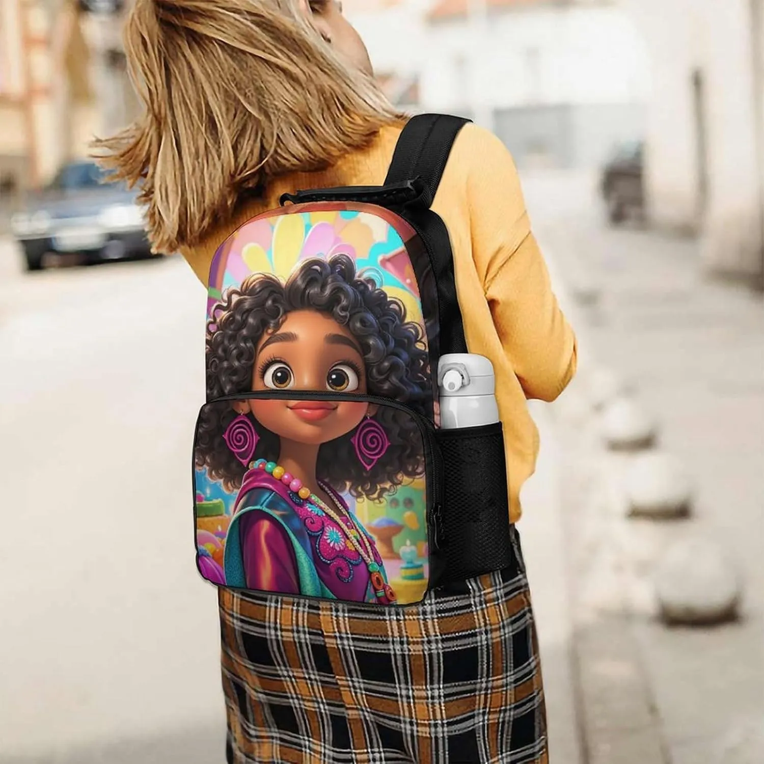 Lightweight Daypack for Camping Business Walking Cycling - Large Capacity Anti-Theft Multipurpose Bookbag, Chic Cartoon Black Woman African American Woman Art Gym Outdoor Hiking Backpack