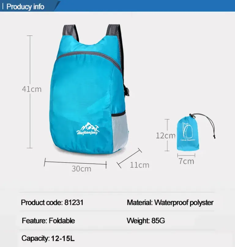 Lightweight Folding Outdoor Waterproof 12L Backpack