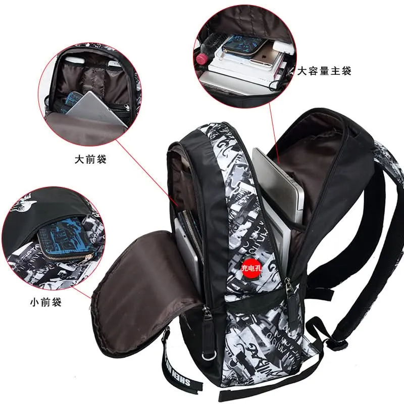 Lightweight Graffiti Musician School Backpack – 16" Laptop Bag