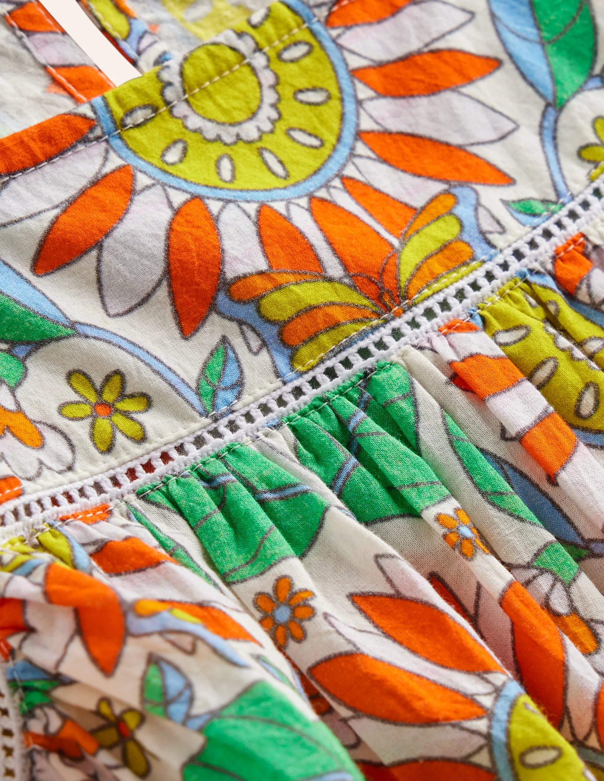 Lightweight Holiday Dress-Multi Daisy Vine