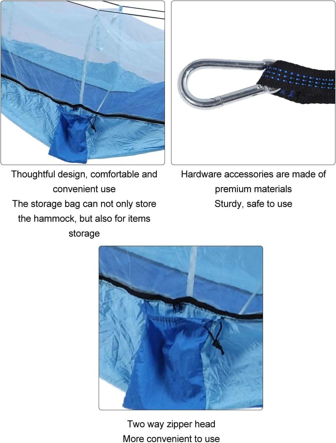Lightweight Portable Hammock with Net Tear Breathable Design Boat Shaped Structure for Camping Picnic (Royal Blue with Light Blue (Light Blue Net))