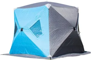 Lightweight Portable Pop-Up Ice Fishing Shelter Warm Winter Ice Fishing Tent 3-4 Person Outdoor Camping Tourist Tent for Winter Fishing (Blue 200 * 200 * 160cm)