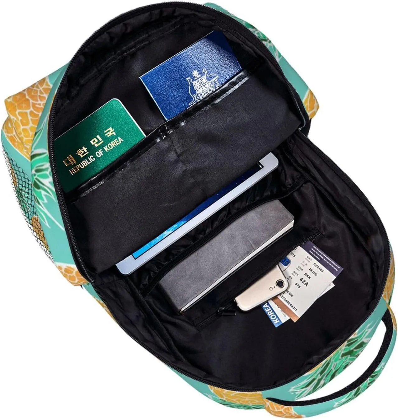 Lightweight Rucksack for Sports Travel Running - Big Capacity Multipurpose Anti-Theft Bookbag, Hawaiian Tropical Pineapple Art Travel and Sport Backpack Rucksack