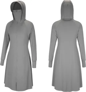 Lightweight UPF50  Sunscreen Full Hoodie Jacket Outerwear Coat Ice Silk Cooling Fabric Long Dress