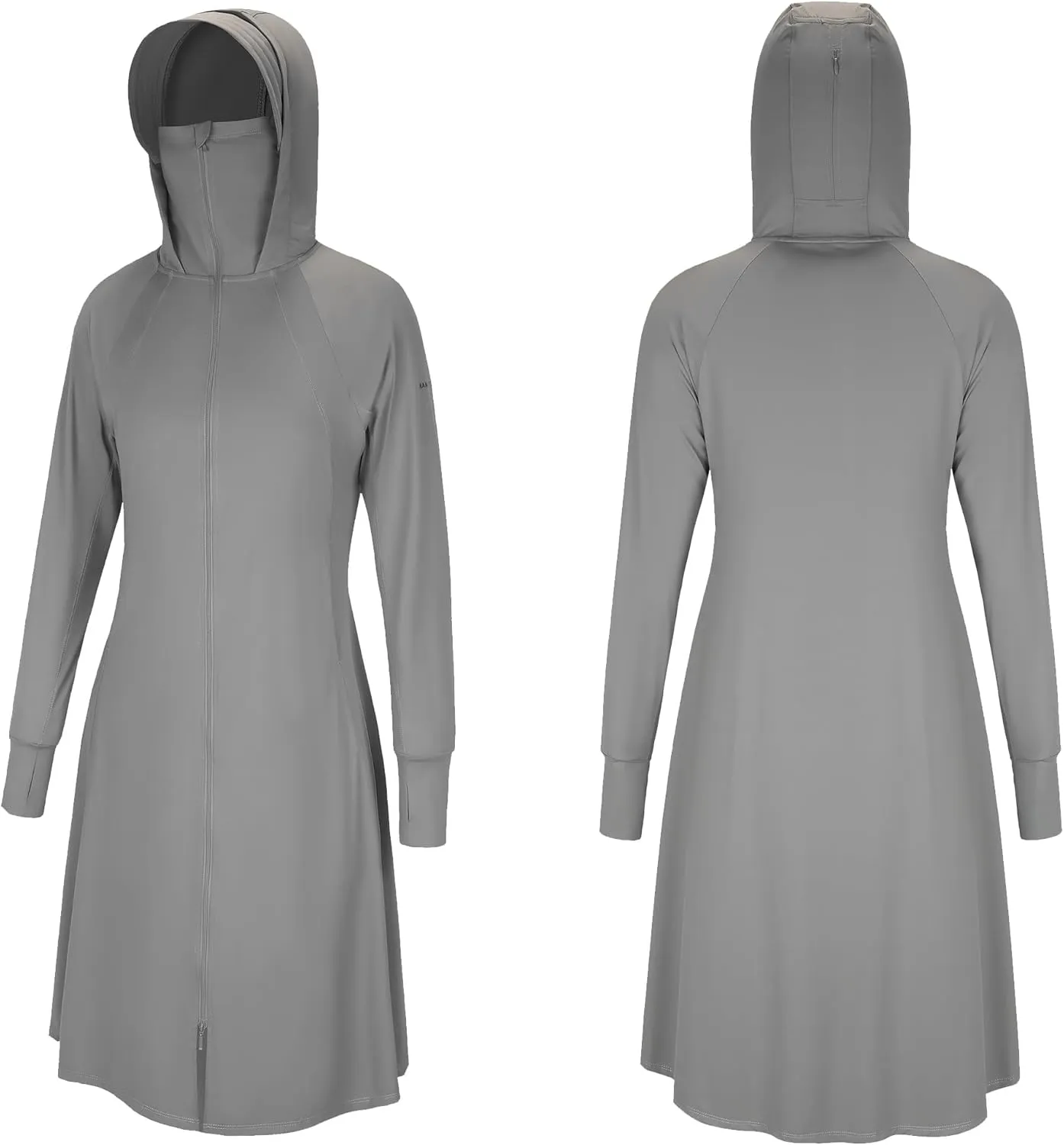 Lightweight UPF50  Sunscreen Full Hoodie Jacket Outerwear Coat Ice Silk Cooling Fabric Long Dress