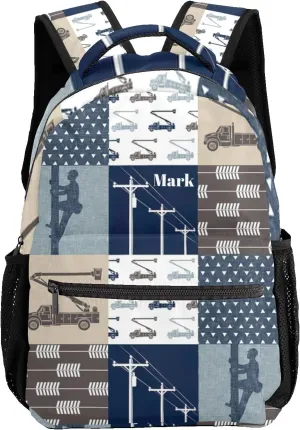 Lineman Plaid Brown Backpack Waterproof Schoolbag Shoulder Bag