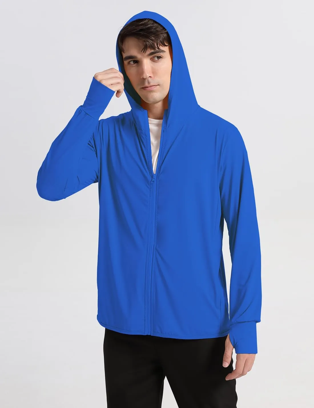 Locachy Men's UPF 50  Sun Protection Outdoor Lightweight Full Zip Hoodie Jacket Long Sleeve Fishing Hiking Performance Shirt
