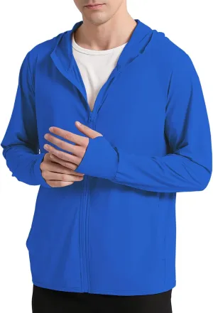 Locachy Men's UPF 50  Sun Protection Outdoor Lightweight Full Zip Hoodie Jacket Long Sleeve Fishing Hiking Performance Shirt