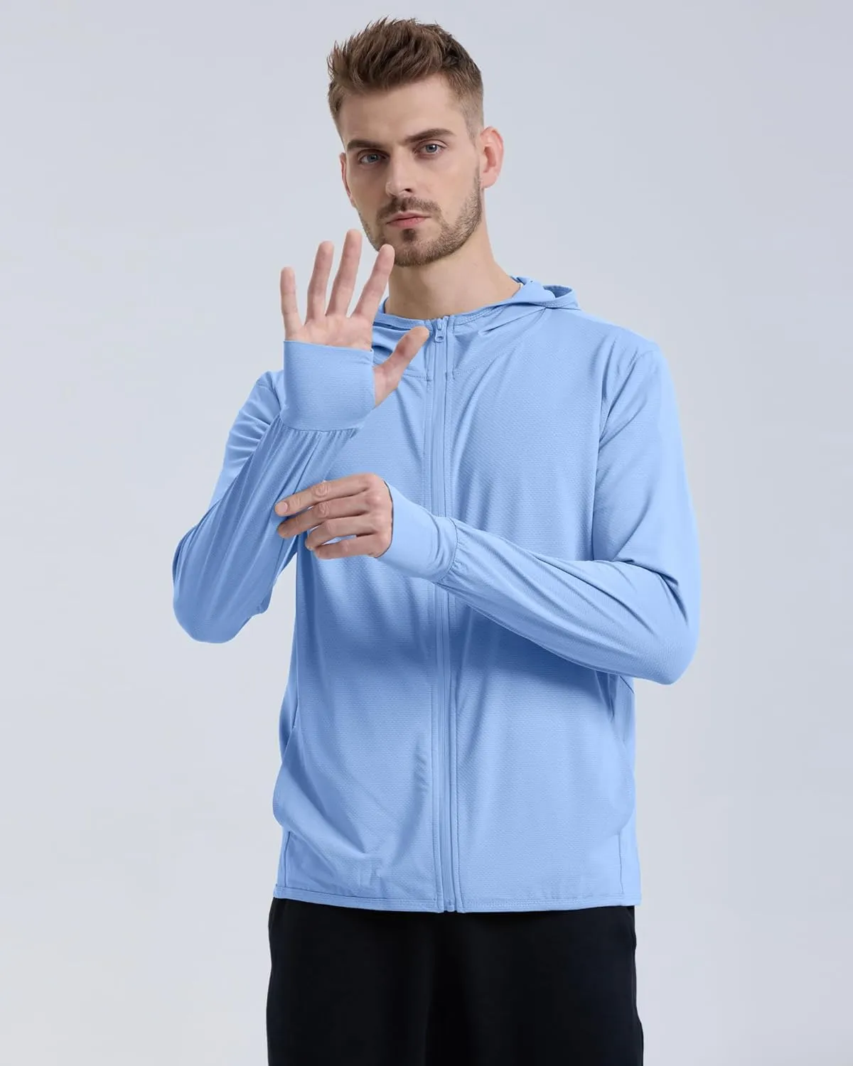 Locachy Men's UPF 50  Sun Protection Outdoor Lightweight Full Zip Hoodie Jacket Long Sleeve Fishing Hiking Performance Shirt
