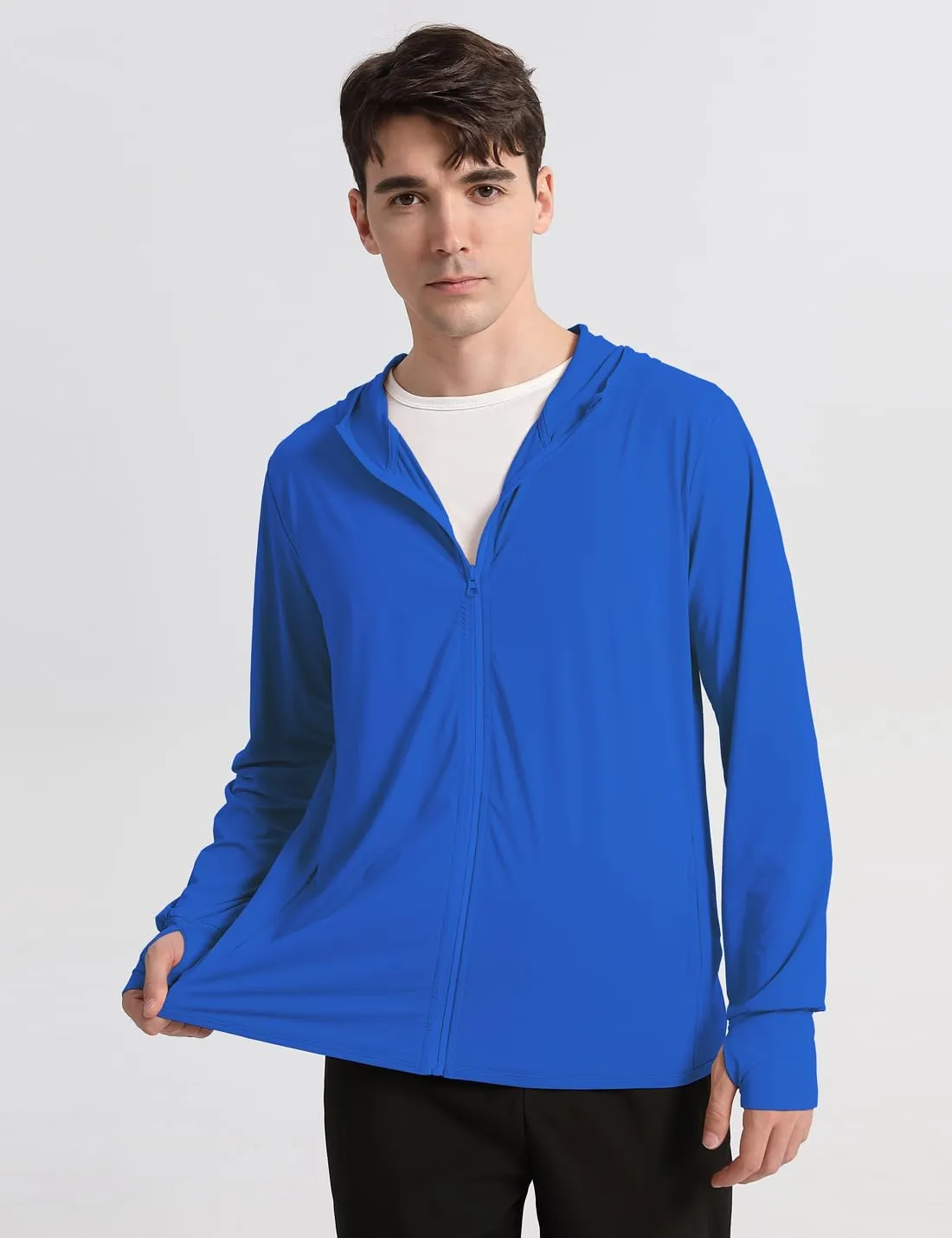 Locachy Men's UPF 50  Sun Protection Outdoor Lightweight Full Zip Hoodie Jacket Long Sleeve Fishing Hiking Performance Shirt