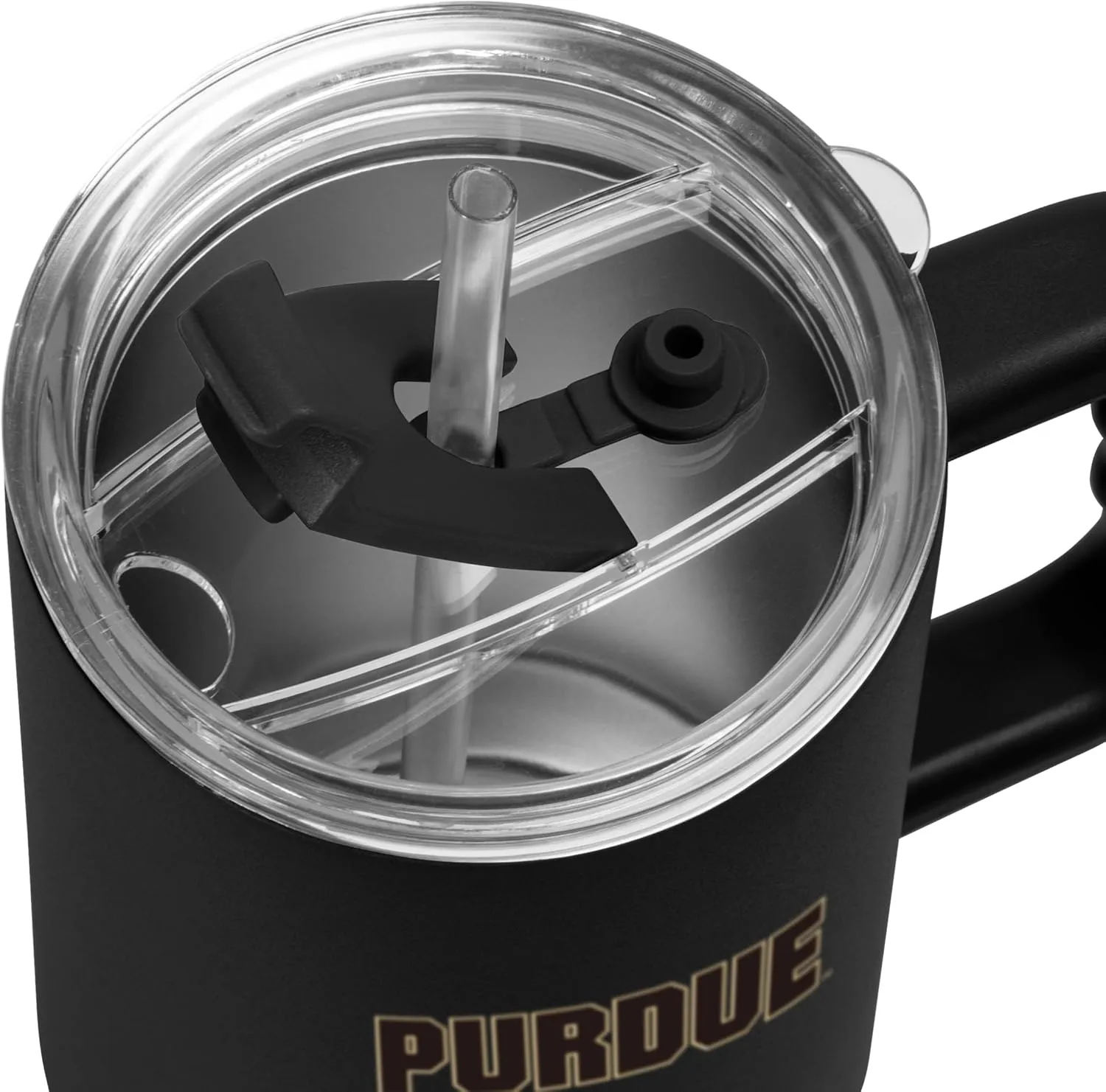 Logo Brands NCAA 40 oz Tumbler with Handle -Stainless Steel Insulated Travel Tumbler with Straw Lid – Powder Coated, Leak-Resistant, Keeps Drinks Hot/Cold – Perfect for Tailgating, or Everyday Use