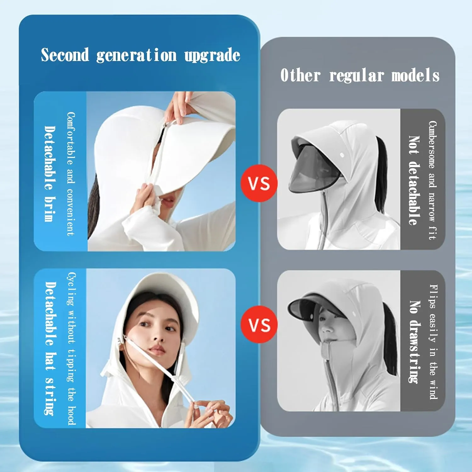 Long Women UPF 50  Sun Protection Hooded Ice Silk Coat with Pockets Hiking Outdoor Anti-UV Jacket