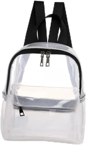 Lovely Translucent Pvc Backpack Lightweight Women's Shoulder Bag Waterproof Duffle for Travel Zipper Compartment White