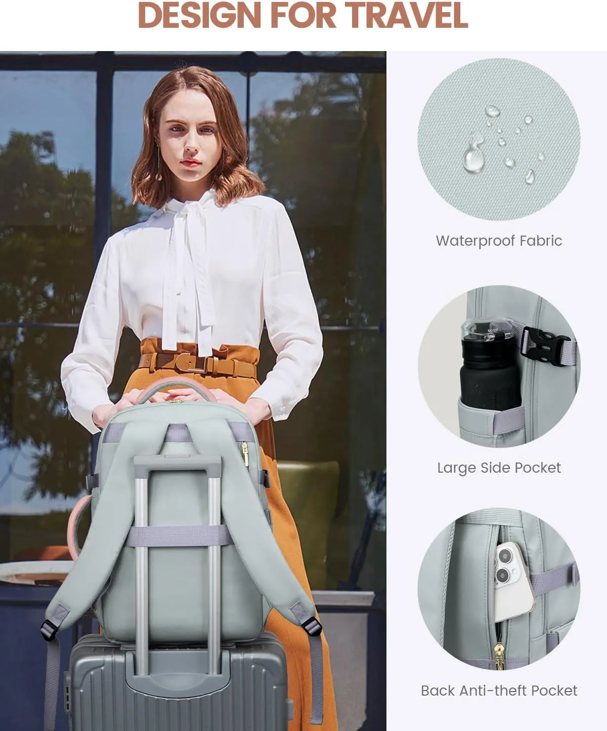 LOVEVOOK 50L Travel Backpack for Women Flight Approved, Carry on Backpack for Airplanes, TSA Personal Item Travel Bag, Waterproof 18 Inch Laptop Backpack, Business Weekender Overnight Daypack, 4Pcs