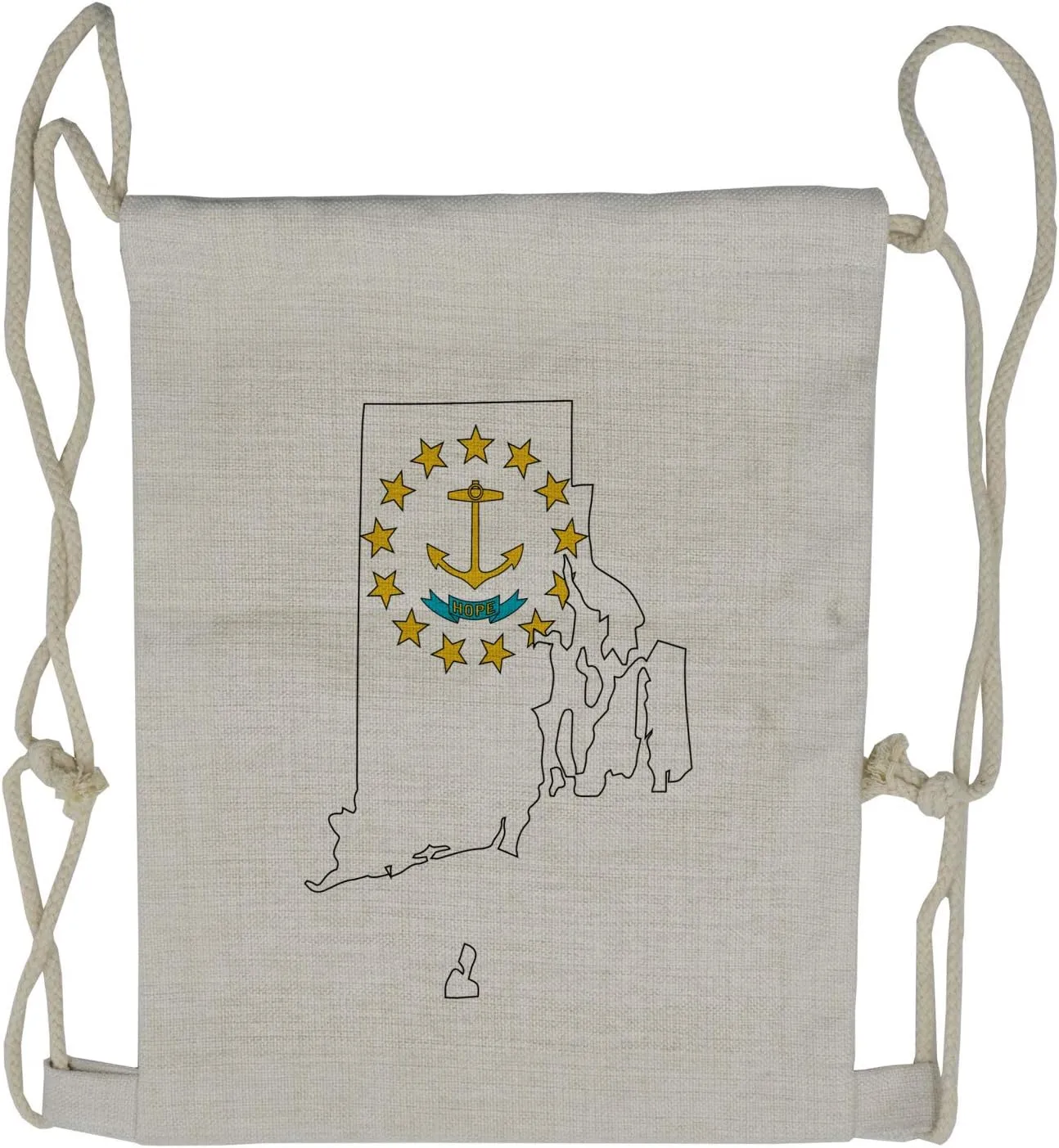 Lunarable Rhode Island Drawstring Backpack, Emblem Map Ocean State, Sackpack Bag