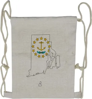 Lunarable Rhode Island Drawstring Backpack, Emblem Map Ocean State, Sackpack Bag