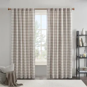 Madison Park Anaheim Cabin Plaid Curtain Window, Thermal Insulated Fleece Lining, Living Room Decor Room Darkening Drape for Bedroom, 1-Single Panel Pack, 50" x 84", Rod Pocket, Brown