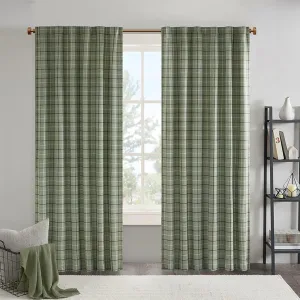Madison Park Anaheim Cabin Plaid Curtain Window, Thermal Insulated Fleece Lining, Living Room Decor Room Darkening Drape for Bedroom, 1-Single Panel Pack, 50" x 84" Rod Pocket, Green