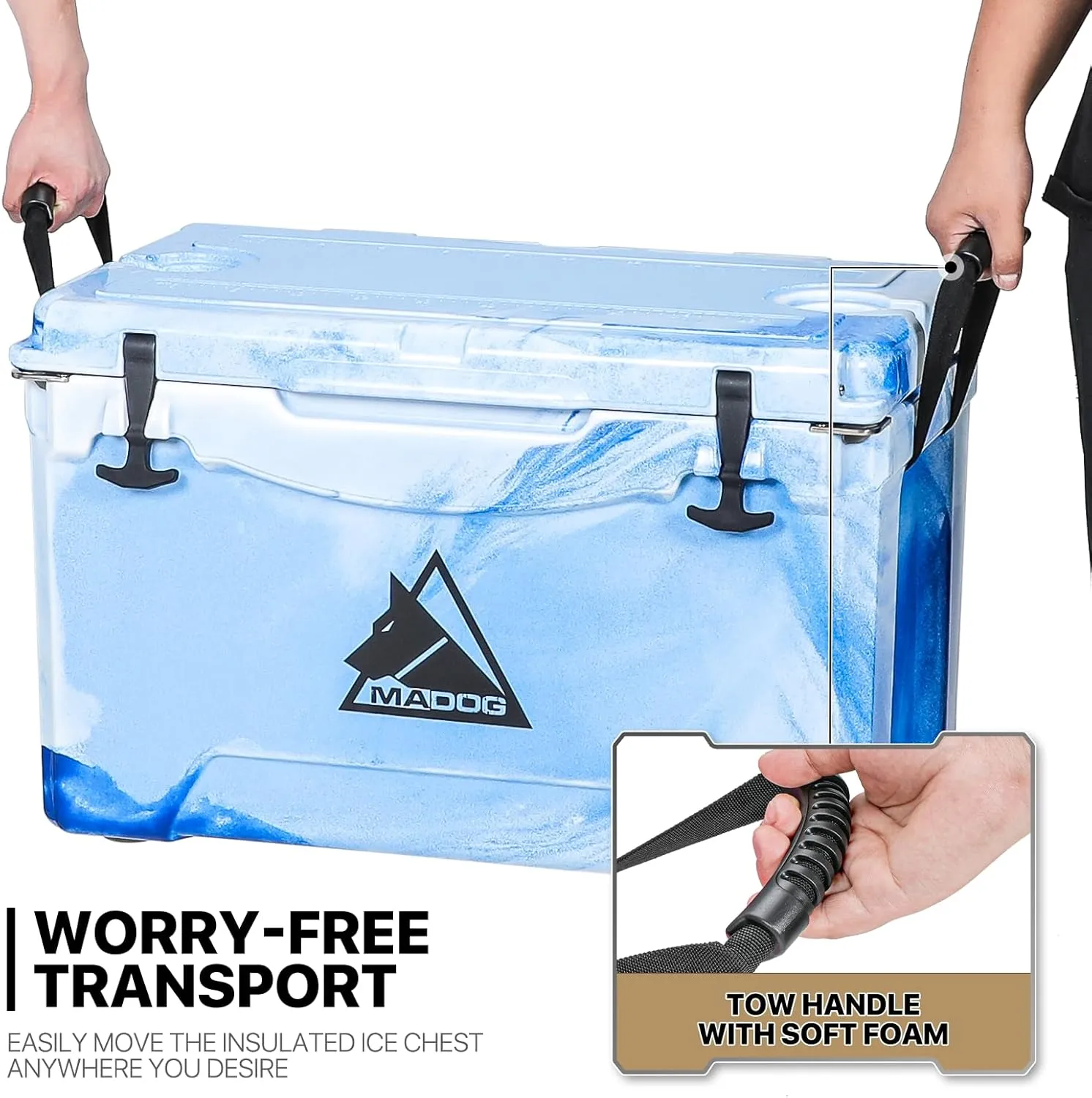 MADOG Portable Small Cooler, Lightweight Hard Cooler, Leak-Proof Beach Cooler for 5-7 Days Ice Retention, LLDPE Compact Coolers for Camping, Drink and Traveling