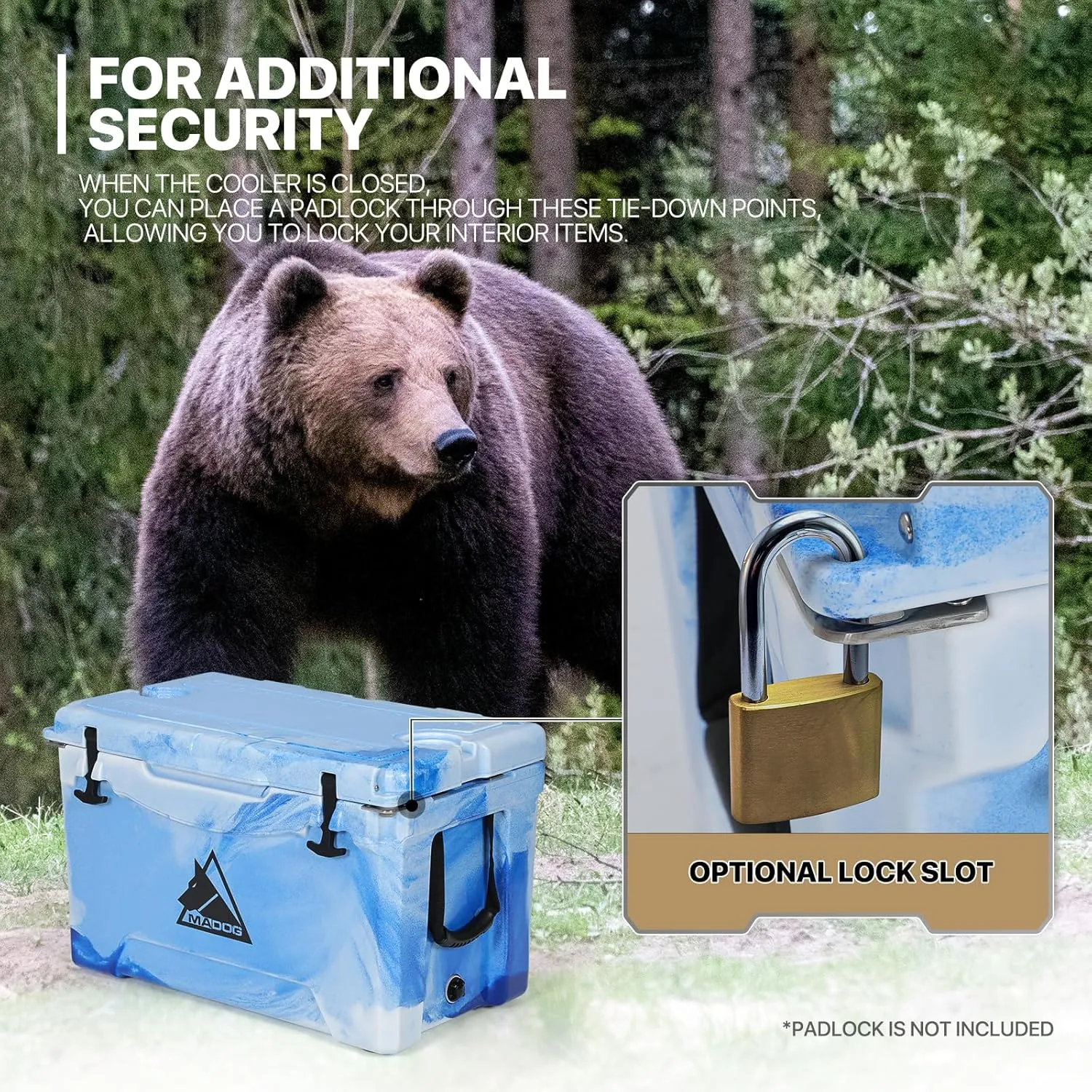 MADOG Portable Small Cooler, Lightweight Hard Cooler, Leak-Proof Beach Cooler for 5-7 Days Ice Retention, LLDPE Compact Coolers for Camping, Drink and Traveling