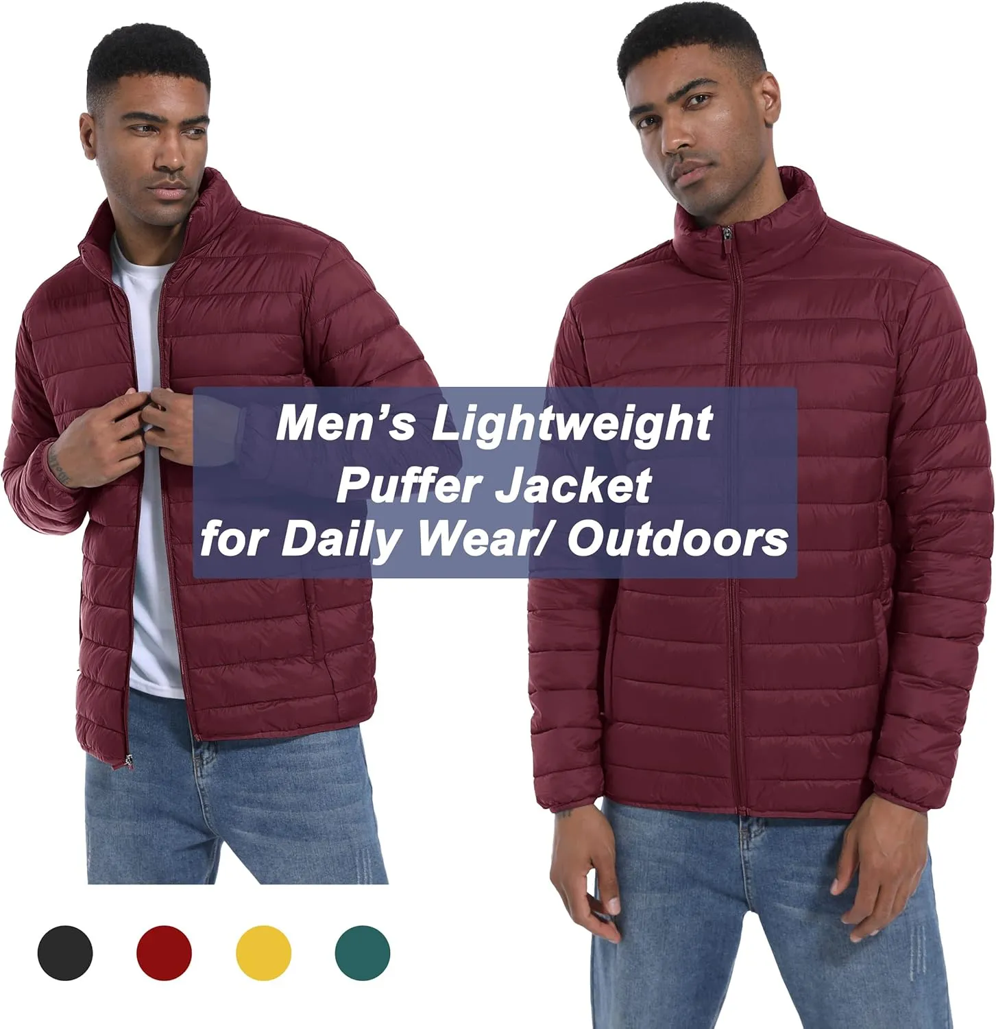 MAGCOMSEN Men's Puffer Jacket Lightweight Warm Winter Coats Water Repellent Windproof Insulated Jacket