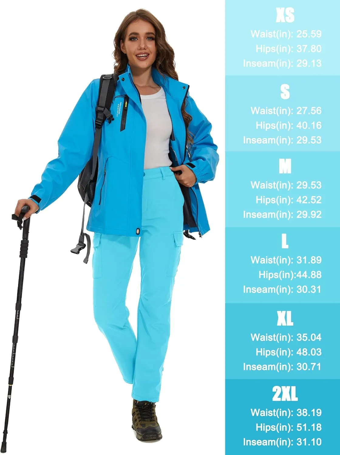 MAGCOMSEN Women's Fleece Lined Winter Hiking Waterproof Insulated Outdoor Snow Ski Softshell Pants for Cold Weather