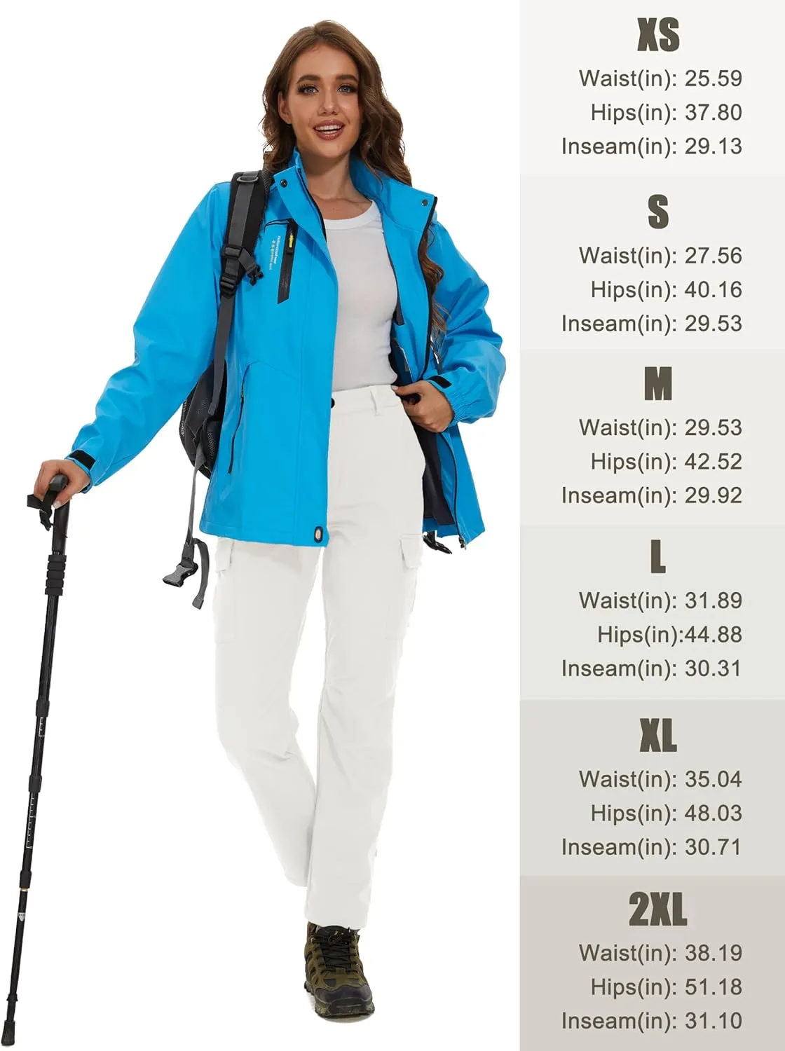 MAGCOMSEN Women's Fleece Lined Winter Hiking Waterproof Insulated Outdoor Snow Ski Softshell Pants for Cold Weather
