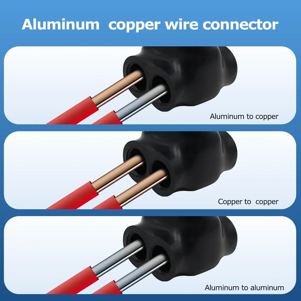 MAKERELE 1-Pack 250-6AWG Insulated Connectors, 6 Gauge Wire Connectors, 2 Port Insulated Inline Splice Connector with Dual Sided Entry, Pre-Filled Oxide Inhibitor,Safety and Durability (6AWG-250kcmil)