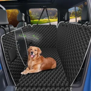 Mancro XXL Floor Dog Hammock for Truck with Flip Up Rear Seats, Waterproof Dog Seat Cover for Back Seat, Full Back Seat Floor Protector for Full Size Crew Cab Truck, Large SUV, Black