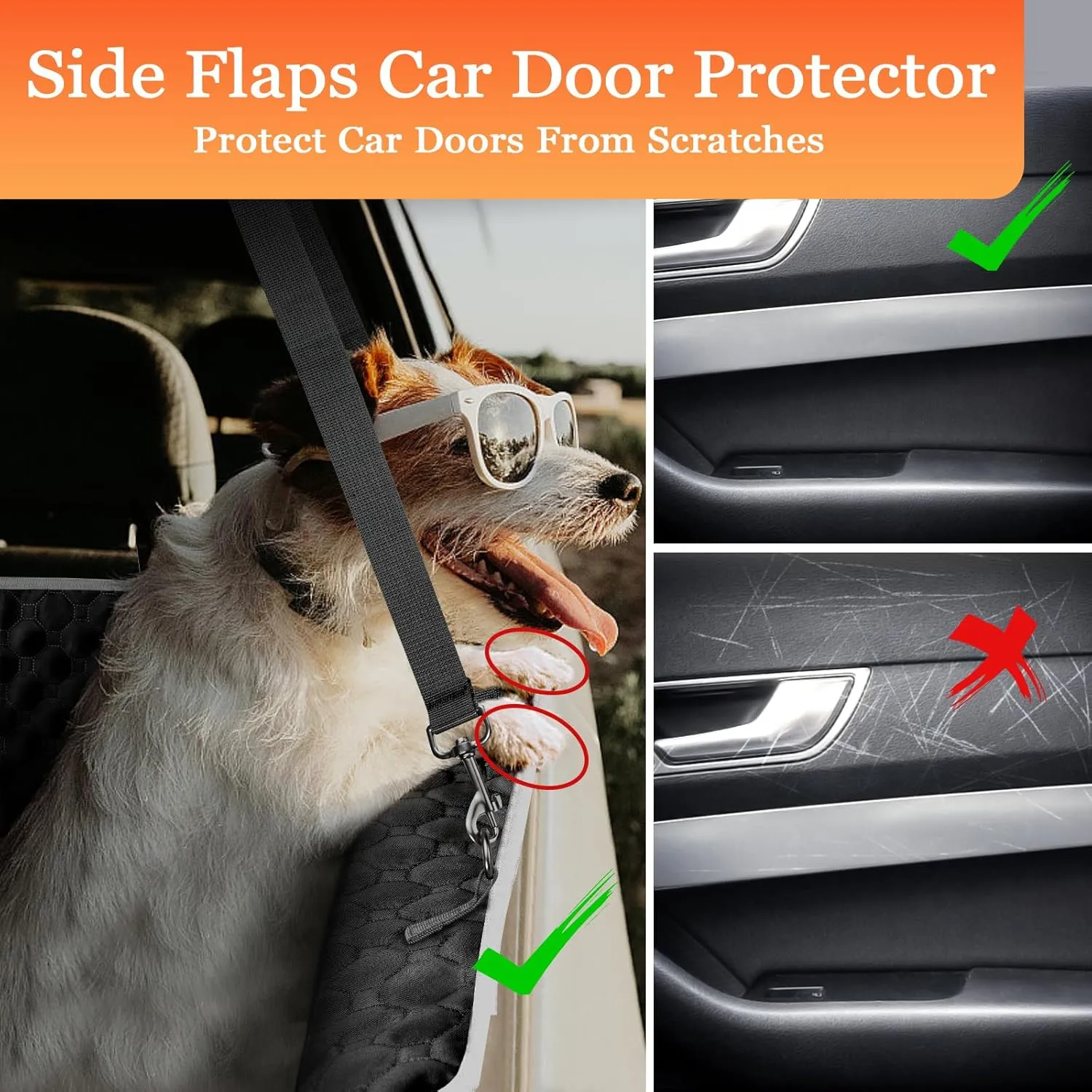 Mancro XXL Floor Dog Hammock for Truck with Flip Up Rear Seats, Waterproof Dog Seat Cover for Back Seat, Full Back Seat Floor Protector for Full Size Crew Cab Truck, Large SUV, Black